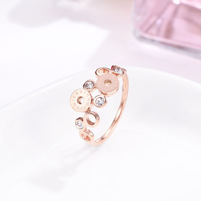 Anéis artificiais de pedras preciosas do embutimento de aço Titanium redondo do estilo simples