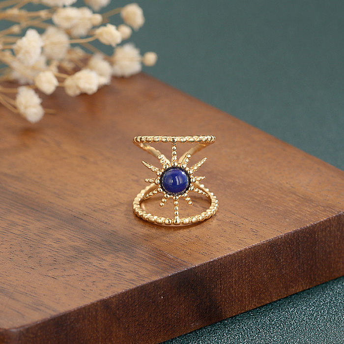 Classic Style Sun Copper Inlay Malachite Rings