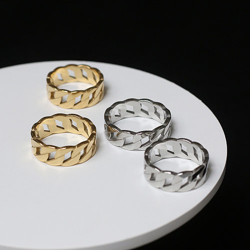 18K الأزياء الجوف السلس لون الذهب خاتم التيتانيوم المجوهرات بالجملة