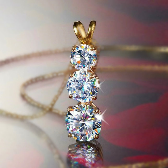 Simple Style Geometric Copper Zircon Pendant Necklace In Bulk