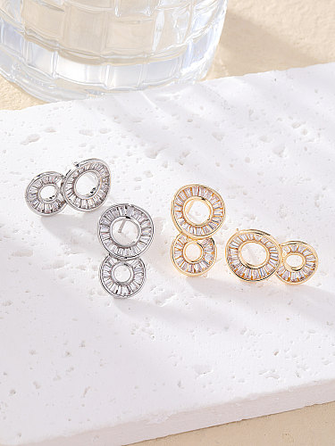 1 Pair Elegant Solid Color Plating Inlay Copper Zircon White Gold Plated Gold Plated Drop Earrings