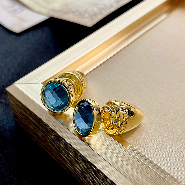 1 Pair Simple Style Round Inlay Copper Zircon Ear Studs