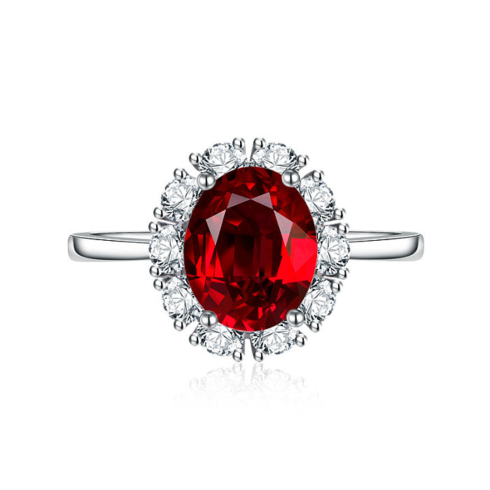 Fashion New Oval Ruby Four-Claw Green Crystal Ring Copper
