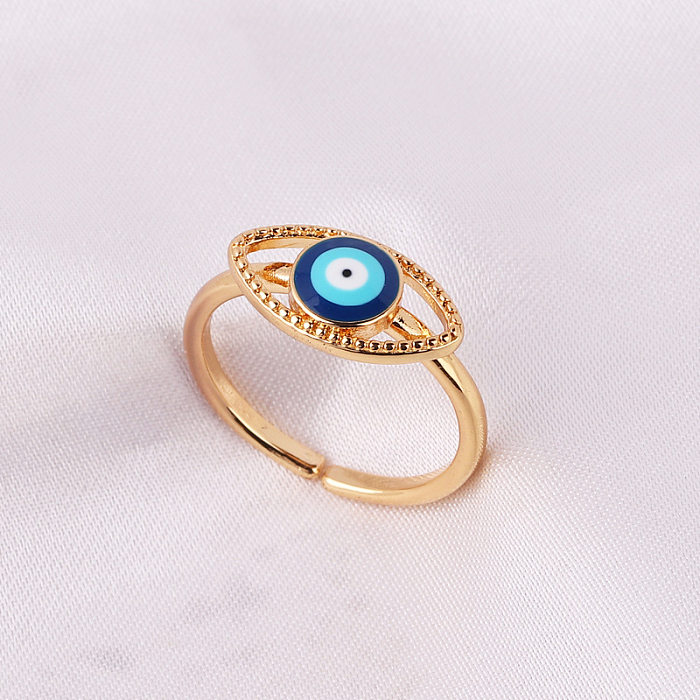 Retro Round Devil'S Eye Heart Shape Copper Plating Rings