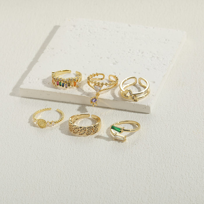 Anéis banhados a ouro elegantes e luxuosos de zircônia 14K com chapeamento de cobre em forma de coração