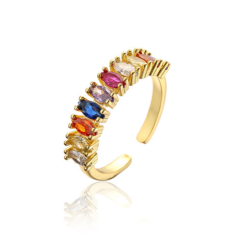 Fashion New Style Copper 18K Gold Plated Micro Inlaid Zircon Geometric Open Ring