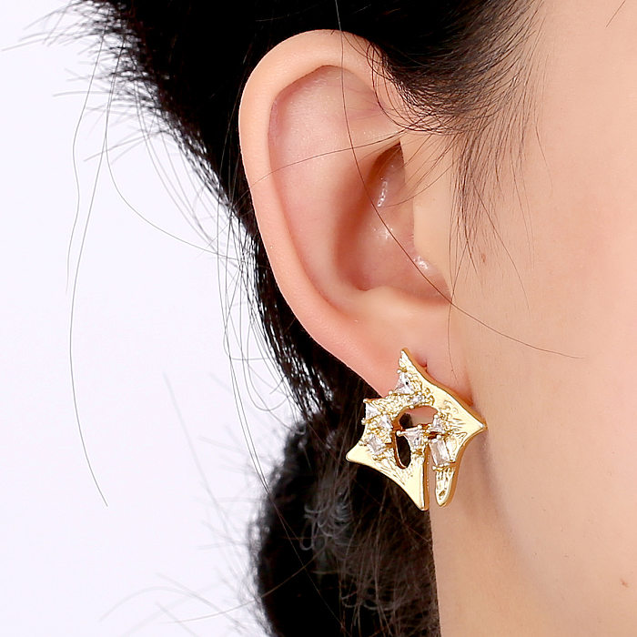 1 Pair Elegant Lady Star Heart Shape Butterfly Plating Inlay Copper Artificial Diamond Ear Studs