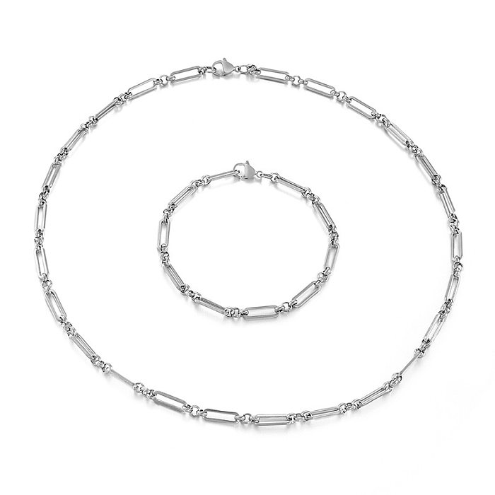 Design Sense Fashion Titanium Steel Bracelet Necklace Set Wholesale jewelry
