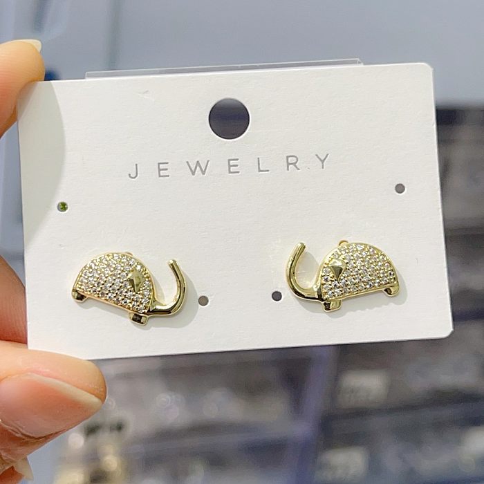 Classic Style Streetwear Elephant Copper Alloy Inlay Zircon Charms Earrings