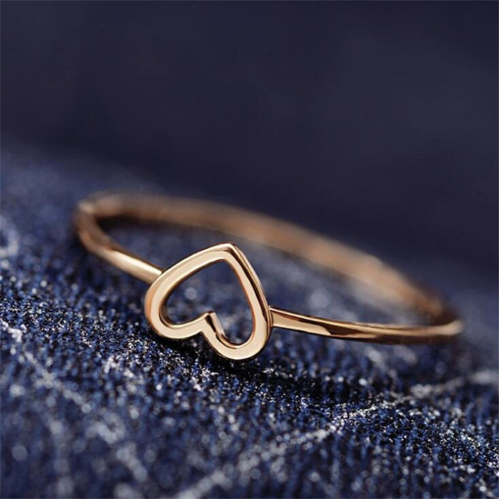1 Piece Simple Style Heart Shape Copper Plating Rings