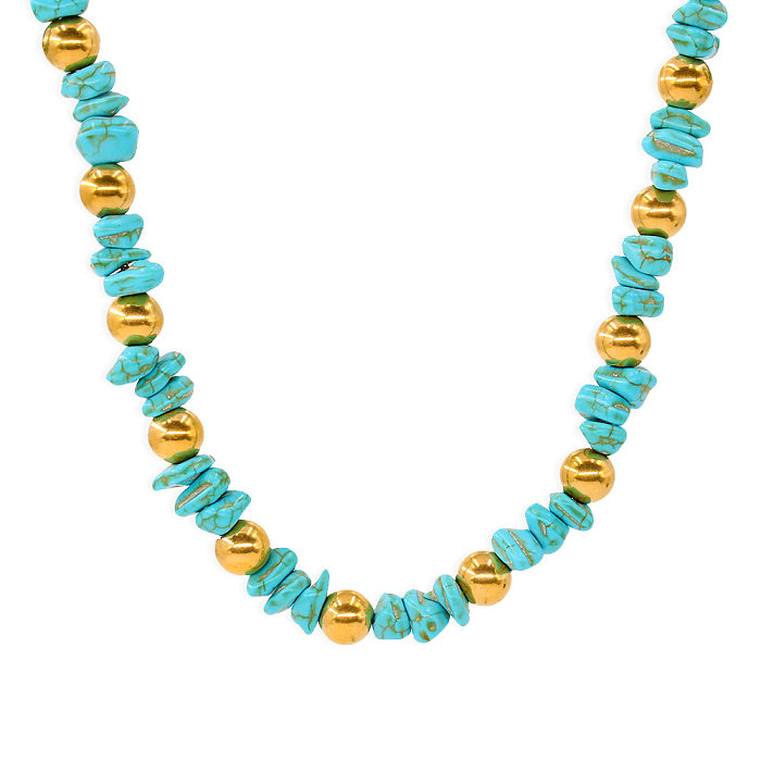 Ensemble de bijoux de placage de perles en acier titane bloc de couleur de style vintage