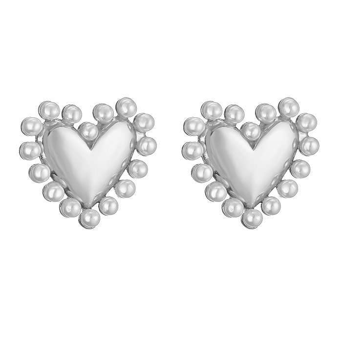 Collier avec anneaux plaqués or 18 carats, élégant, vacances, Style Simple, en forme de cœur, placage en cuivre et émail, incrustation de perles artificielles