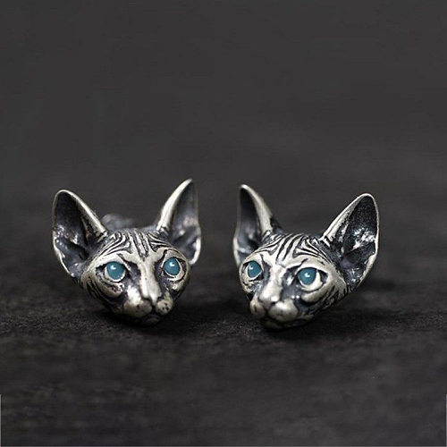 1 Paar IG Style Cool Style Katzen-Ohrstecker aus Kupfer mit Emaille-Beschichtung