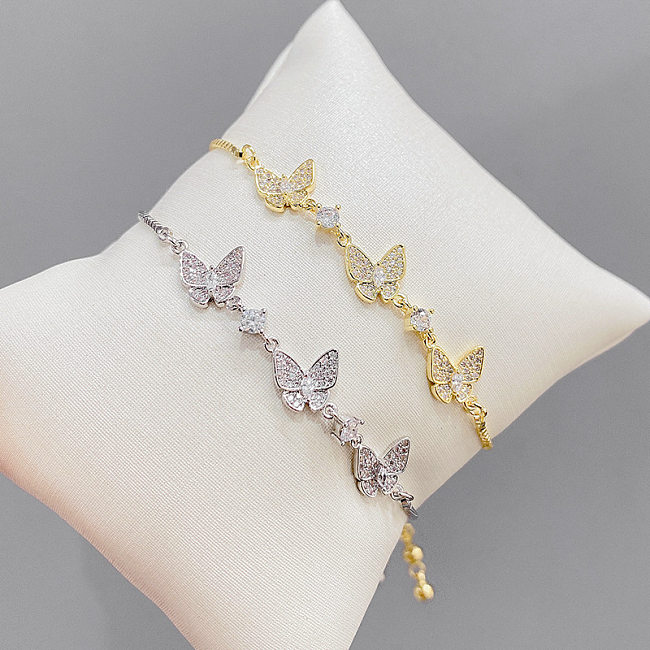 Luxuriöse Schmetterlings-Kupferarmbänder, vergoldete Zirkon-Kupferarmbänder, 1 Stück