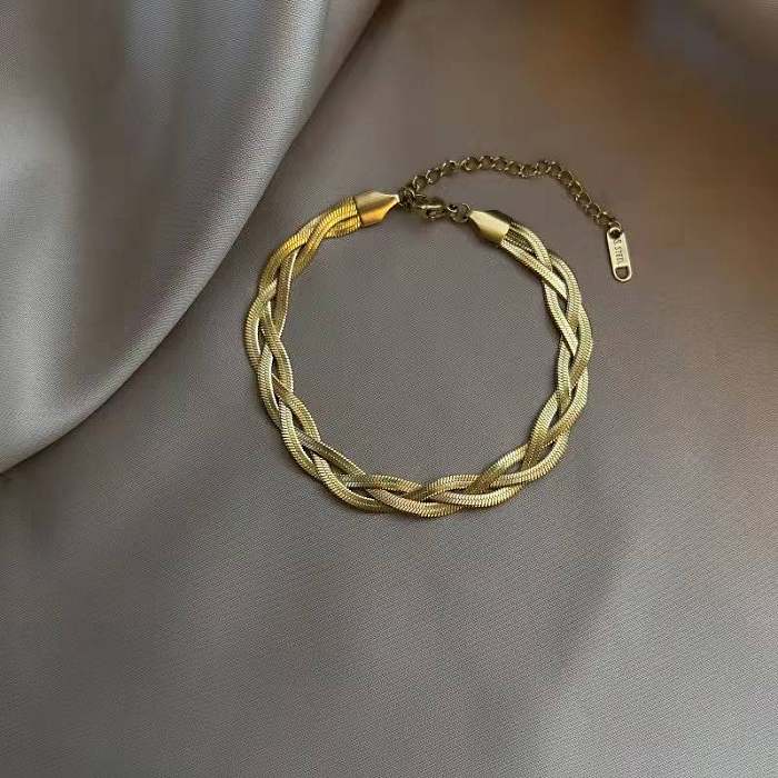Retro-Halskette mit geometrischer einfarbiger Titanstahlbeschichtung, 1 Stück