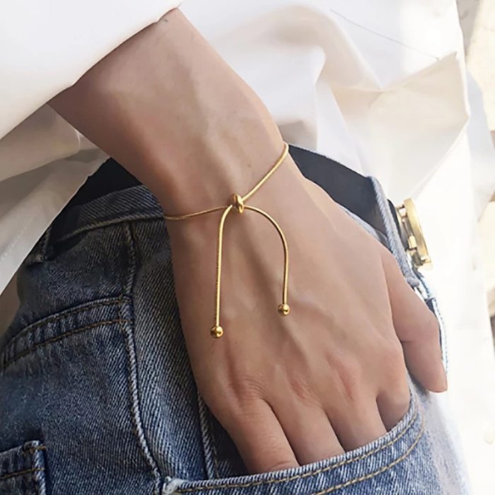 Elegant Simple Style Solid Color Titanium Steel Plating Gold Plated Bracelets Necklace