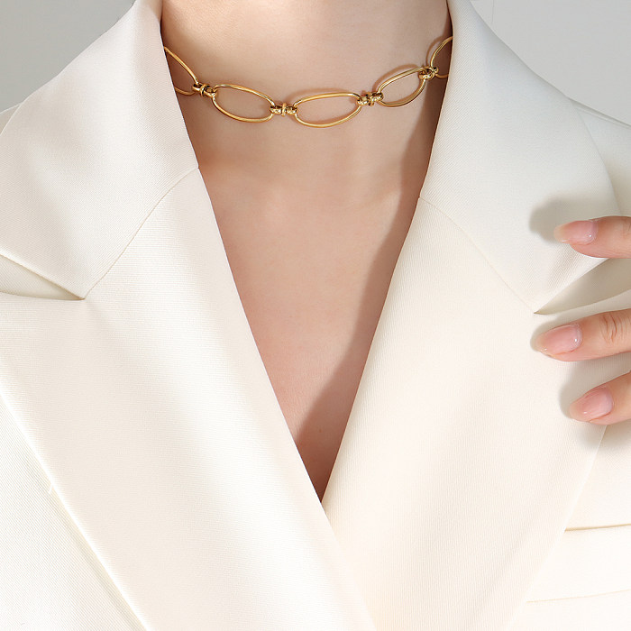Schlichter Knoten-Stil, Titan-Stahlbeschichtung, 18 Karat vergoldet, Armbänder, Ohrringe, Halskette