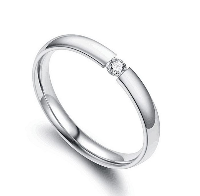Casal de aço de titânio por atacado joias de anéis de zircão único