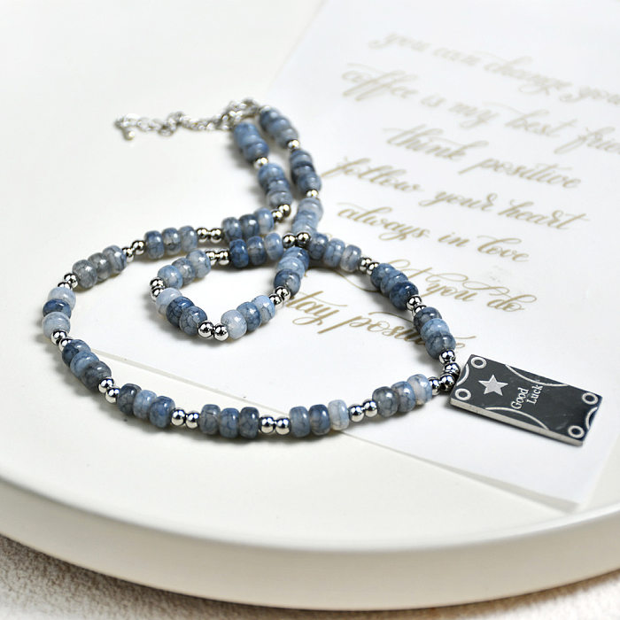 Ensemble de bijoux en perles d'acier et de titane, cristal artificiel rond de Style Simple