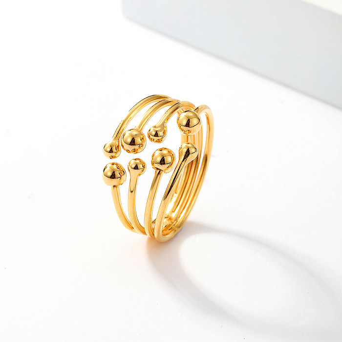1 Stück Fashion Leaf runder offener Ring aus Edelstahl mit Kupferbeschichtung