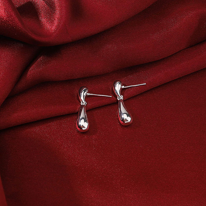 1 Pair Basic Simple Style Water Droplets Plating Copper 18K Gold Plated Silver Plated Drop Earrings
