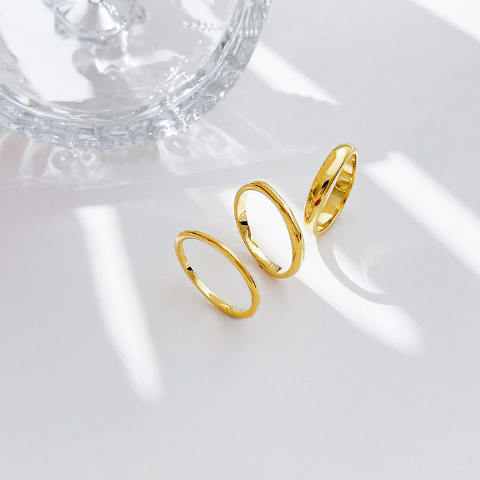 Wholesale Simple Style Solid Color Stainless Steel Plating Gold Plated Rings