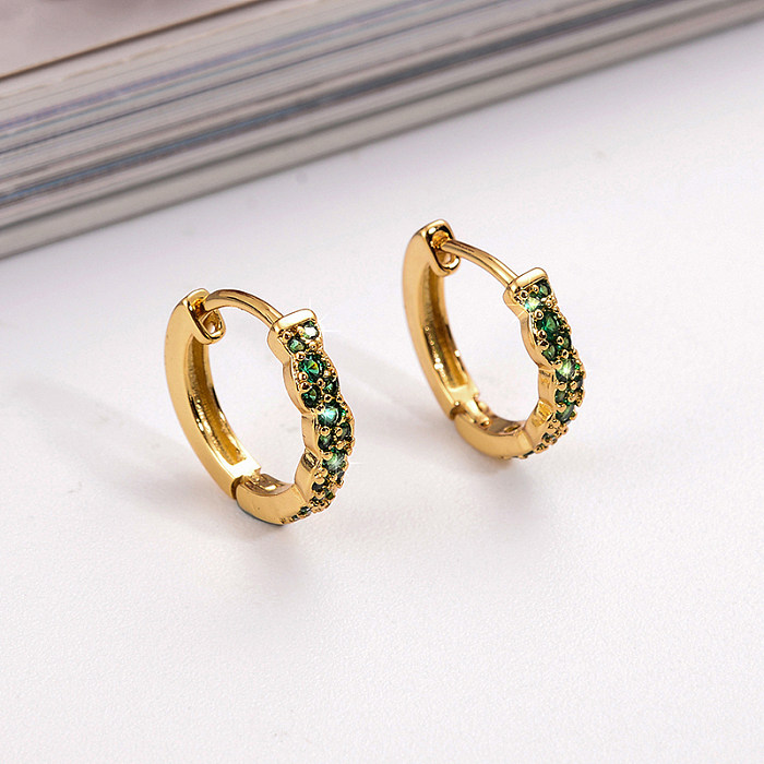 1 Pair IG Style Simple Style Round Plating Inlay Copper Zircon 18K Gold Plated Earrings
