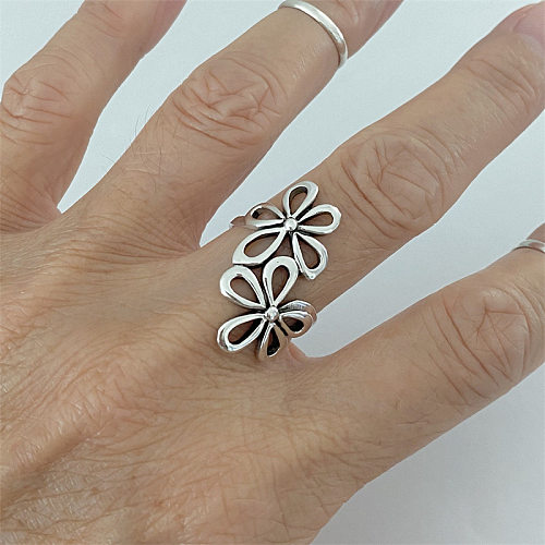 Anéis de chapeamento de cobre de flor de estilo simples de 1 peça