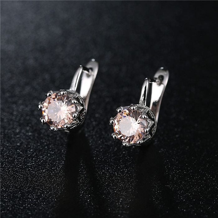 1 Pair Sweet Simple Style Round Flower Plating Inlay Copper Zircon Ear Studs