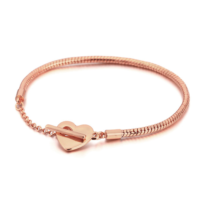 1 peça fashion redonda formato de coração pulseiras revestidas de cobre