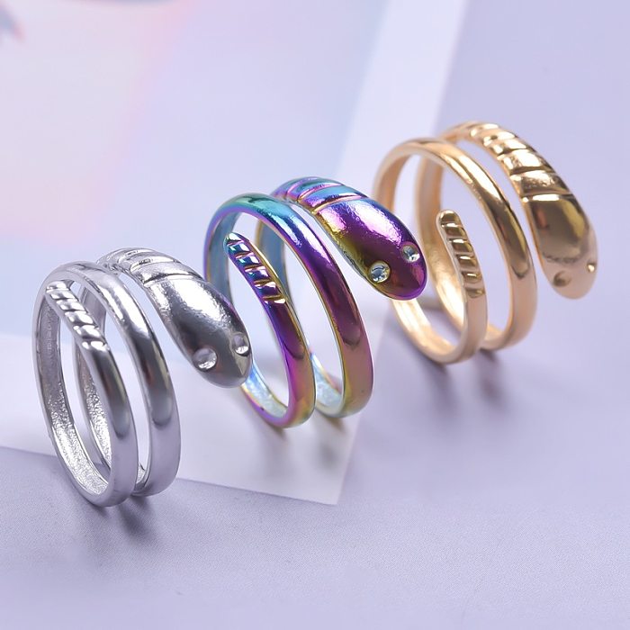Wholesale 1 Piece Simple Style Snake Titanium Steel Gold Plated Rings