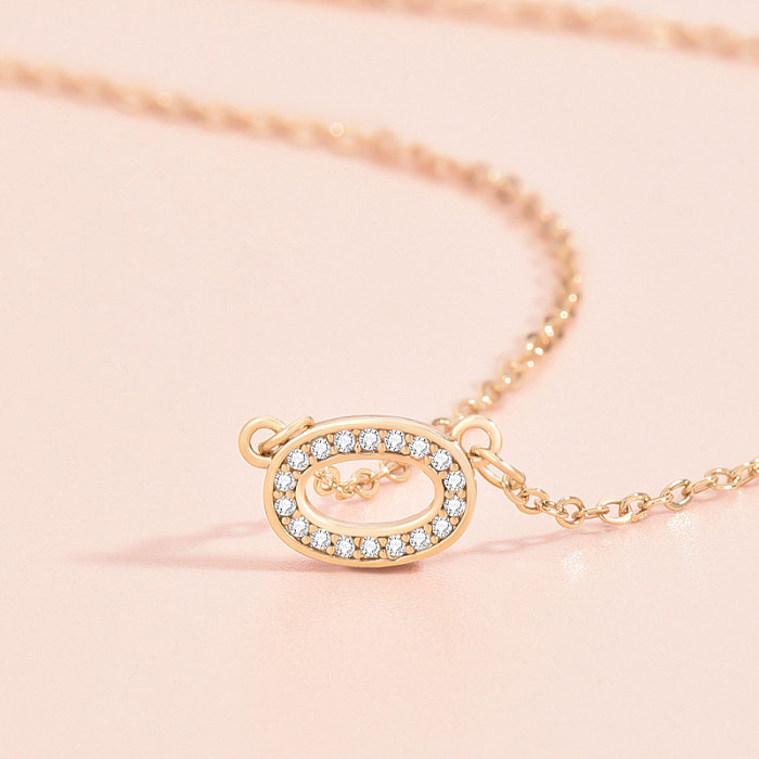Collar de diamantes de imitación con incrustaciones ahuecadas con revestimiento de cobre ovalado de estilo simple