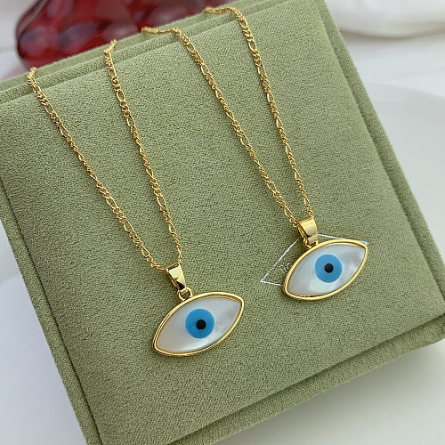 Fashion Devil'S Eye Copper Inlaid Shell Necklace 1 Piece