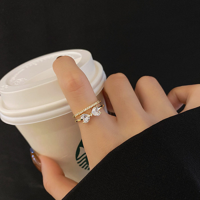 Fashion Bow Knot Copper Plating Zircon Open Ring 1 Piece