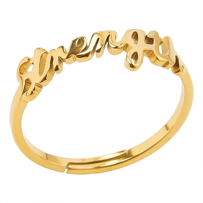 Wholesale Simple Style Letter Stainless Steel Open Rings
