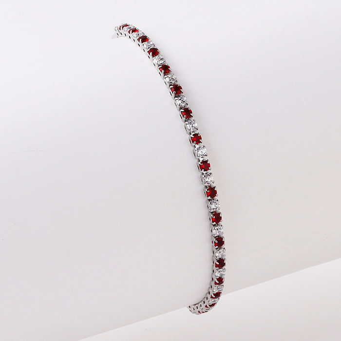 Vintage Style Solid Color Copper Inlay Zircon Bracelets
