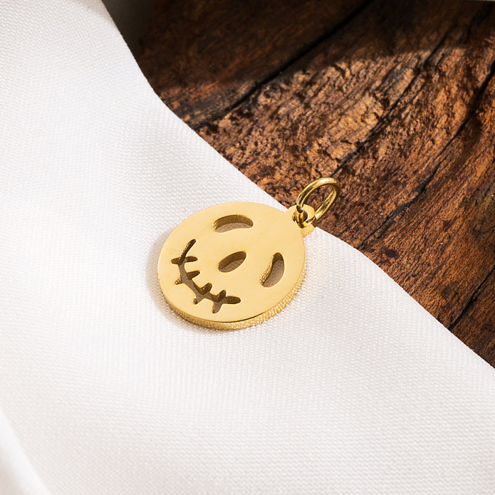 IG Style Gothic Halloween Pattern Stainless Steel Enamel 14K Gold Plated 18K Gold Plated Charms Necklace