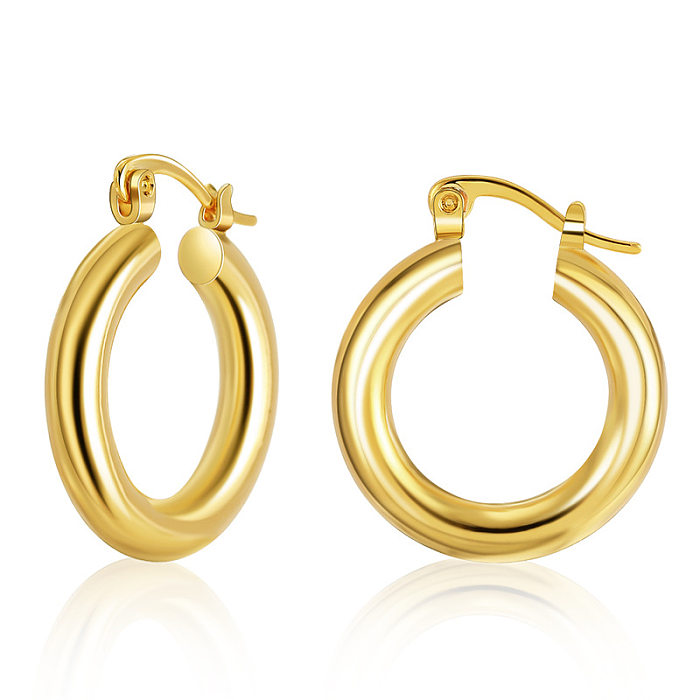 Simple Glossy Thick Circle Copper Plated Ear Clip Wholesale jewelry