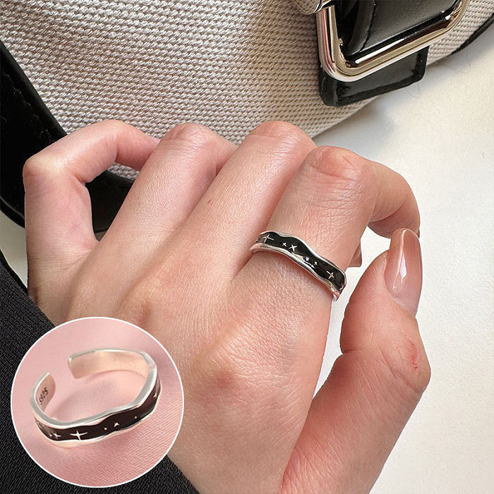 Anéis abertos com revestimento de cobre geométrico de estilo simples