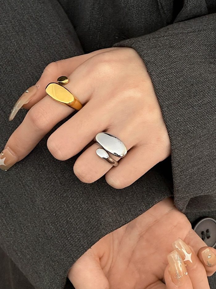 Simple Style Commute Solid Color Titanium Steel Plating Open Ring 1 Piece