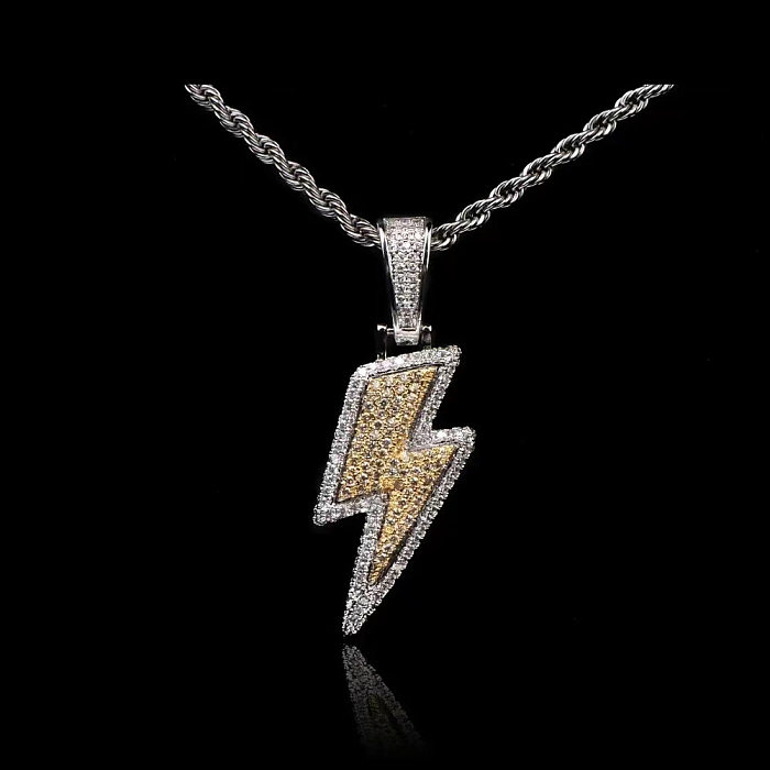 Hip-Hop Lightning Copper Plating Inlay Zircon Pendant Necklace