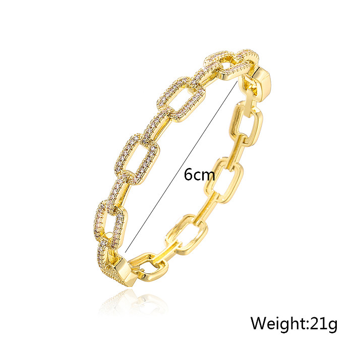 Fashion Plating 18K Gold Micro Inlaid Zircon Snake-Shaped Geometric Copper Bracelet