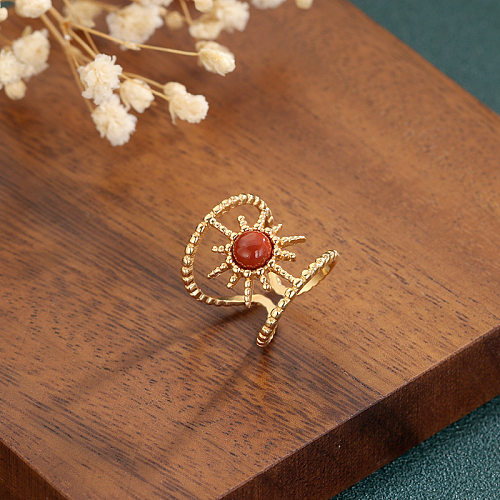 Classic Style Sun Copper Inlay Malachite Rings