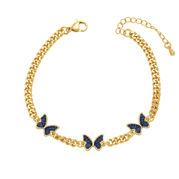 Bracelets plaqués or 18 carats avec incrustation de cuivre papillon rétro hip-hop