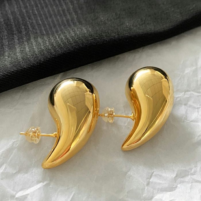 1 Pair Retro Geometric Plating Copper 24K Gold Plated Ear Studs