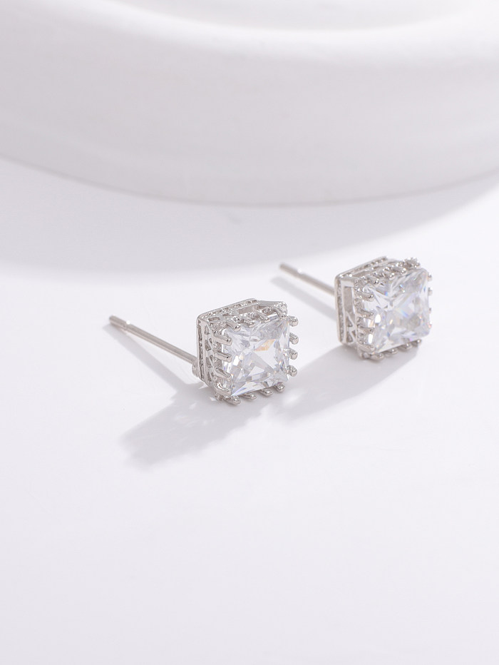 1 Pair Elegant Simple Style Water Droplets Butterfly Plating Inlay Copper Zircon White Gold Plated Ear Studs