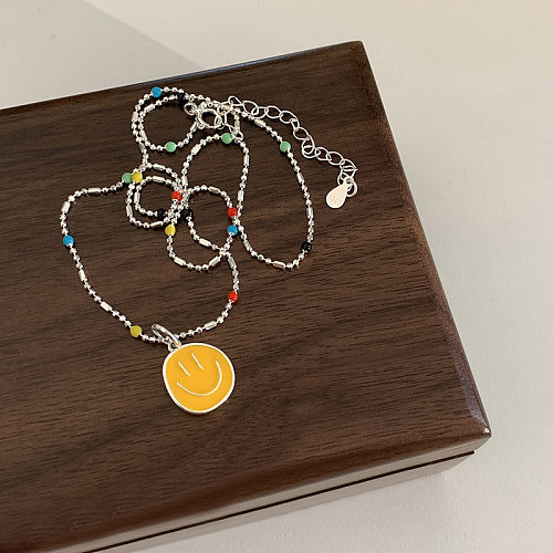 Casual Sweet Smiley Face Copper Pendant Necklace