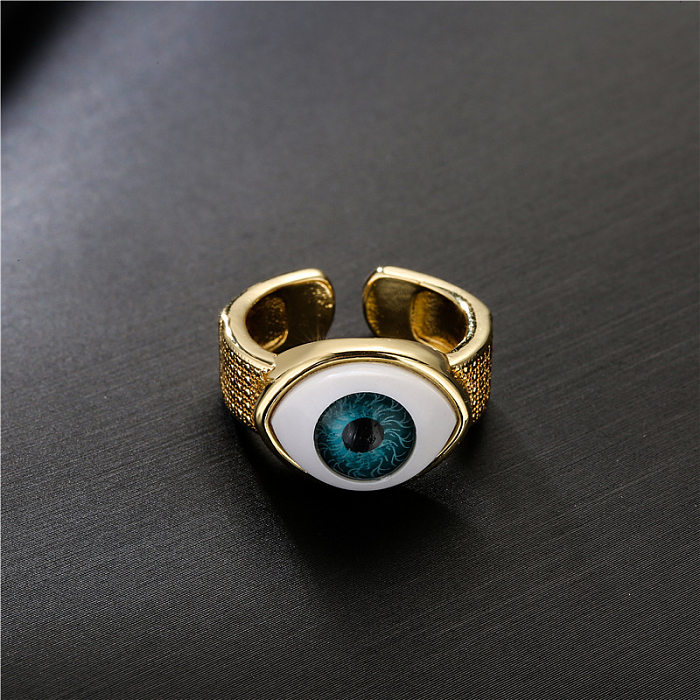 Jóias de anel de olho do diabo tridimensional banhado a cobre por atacado