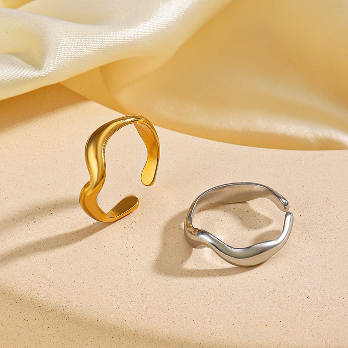 Anéis abertos banhados a ouro 18K de aço inoxidável irregular estilo IG