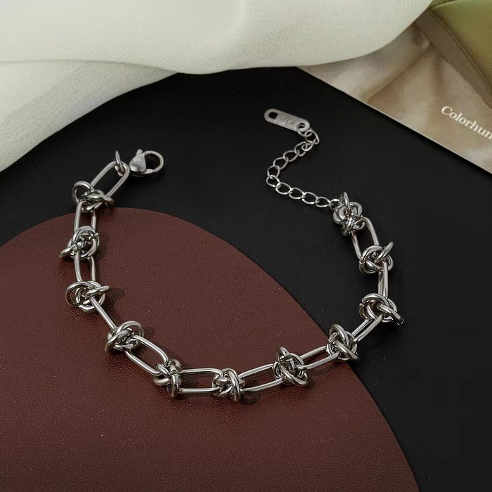 Exaggerated Punk Oval Titanium Steel Plating Bracelets Necklace